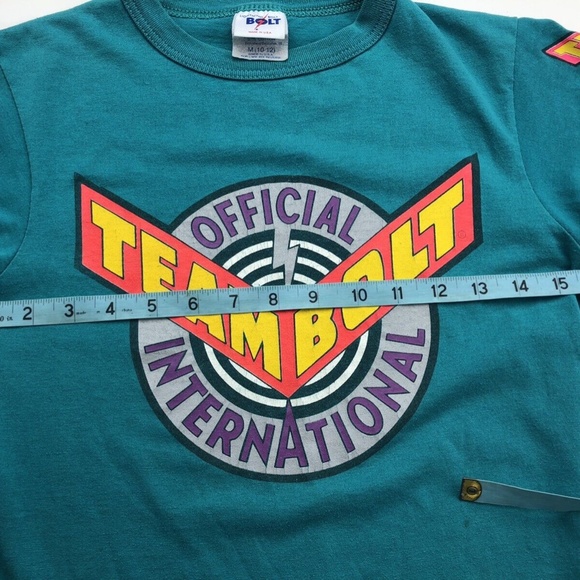 Vintage 90s Team Lightning Bolt Single Stitch USA T-Shirt Youth M Adult XXS - Picture 11 of 12